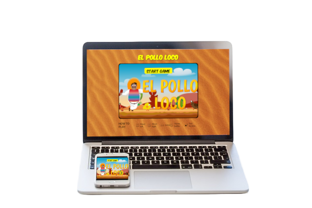 laptop showing El-Pollo-loco game